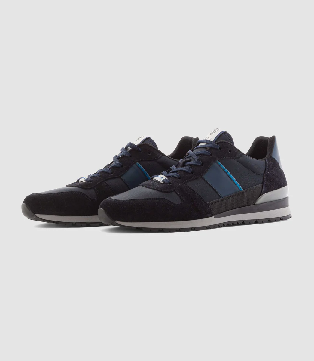Sneakers cuir et textile marine 