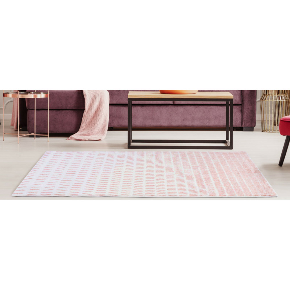 Tapis salon chambre shaggy rose motif géométrique poils longs doux 150x200cm- décoration- mobilier d'intérieur