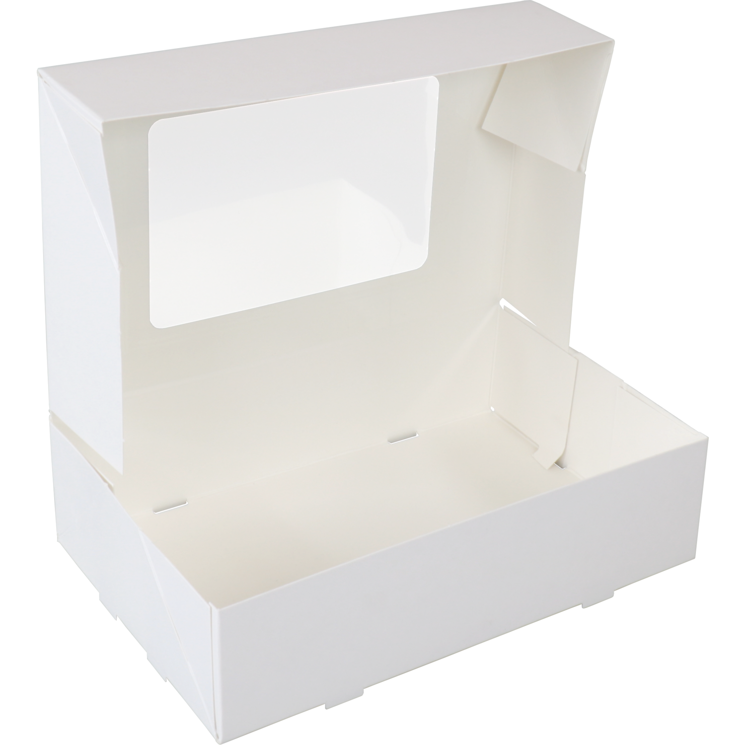 Gebaksdoos, karton + PET, 19x12.5x5cm, met venster, wit