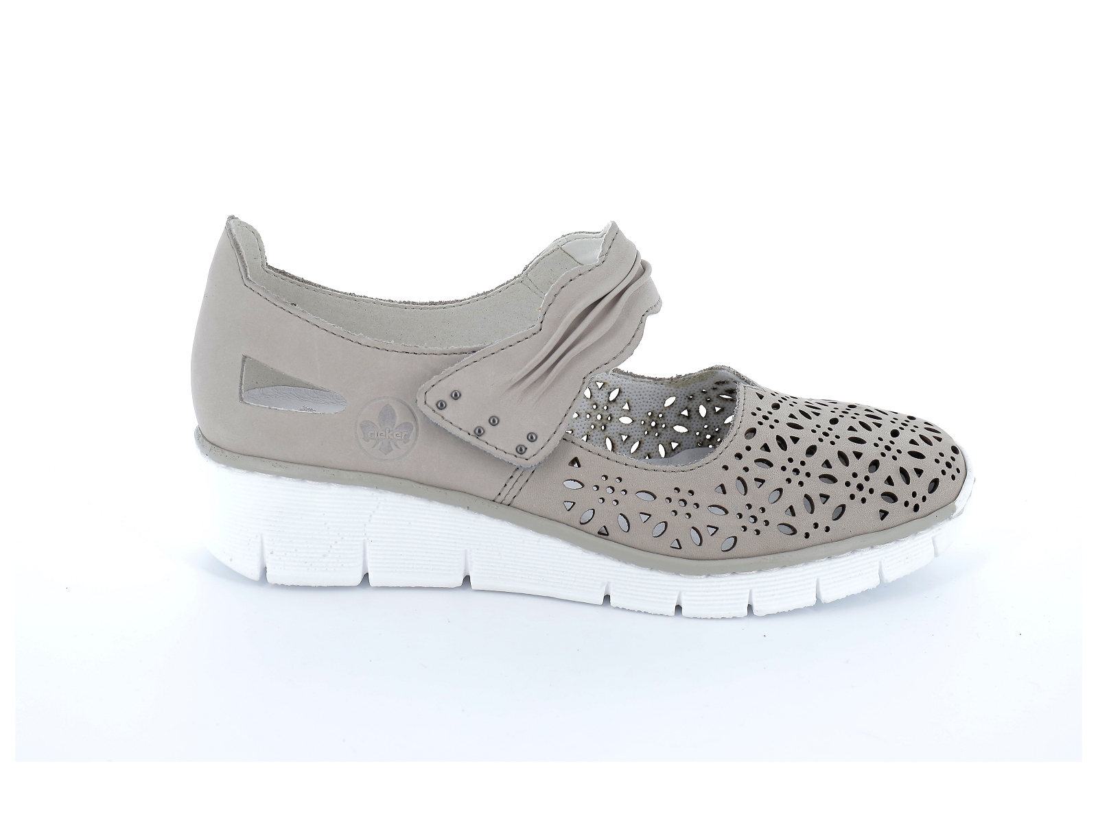 Rieker-537G7 Cuir Gris Clair