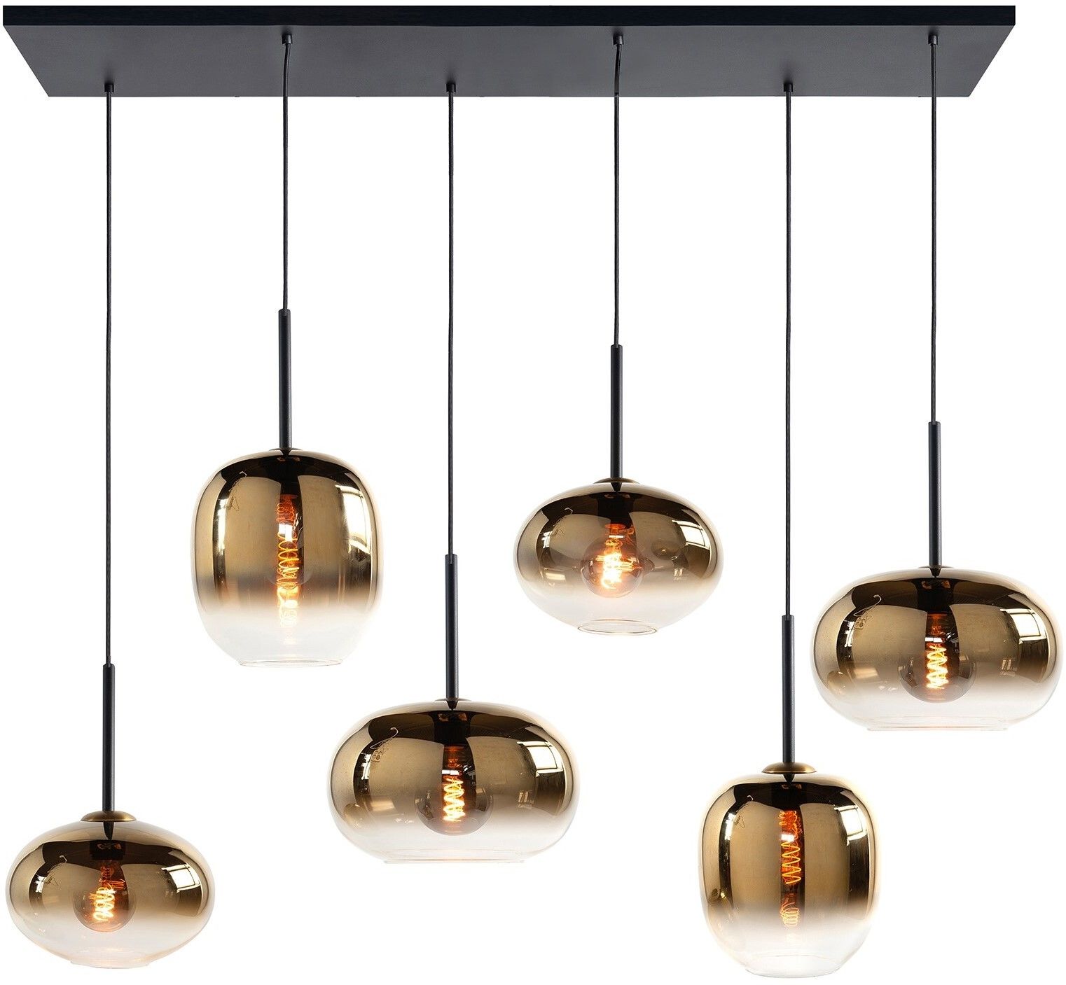 Hanglamp goudkleurig glas Bellini B120 x D35 cm