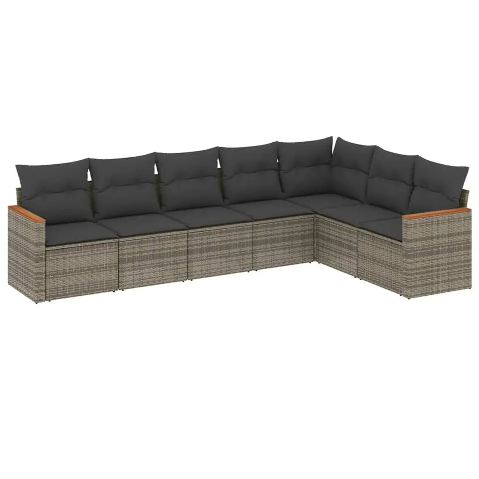 vidaXL 7-delige Loungeset voor 7 met kussens - Gris - Poly rattan