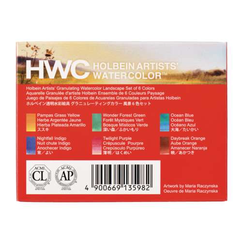 HOLBEIN Künstler-Aquarellfarben 6er-Sets, granulierend