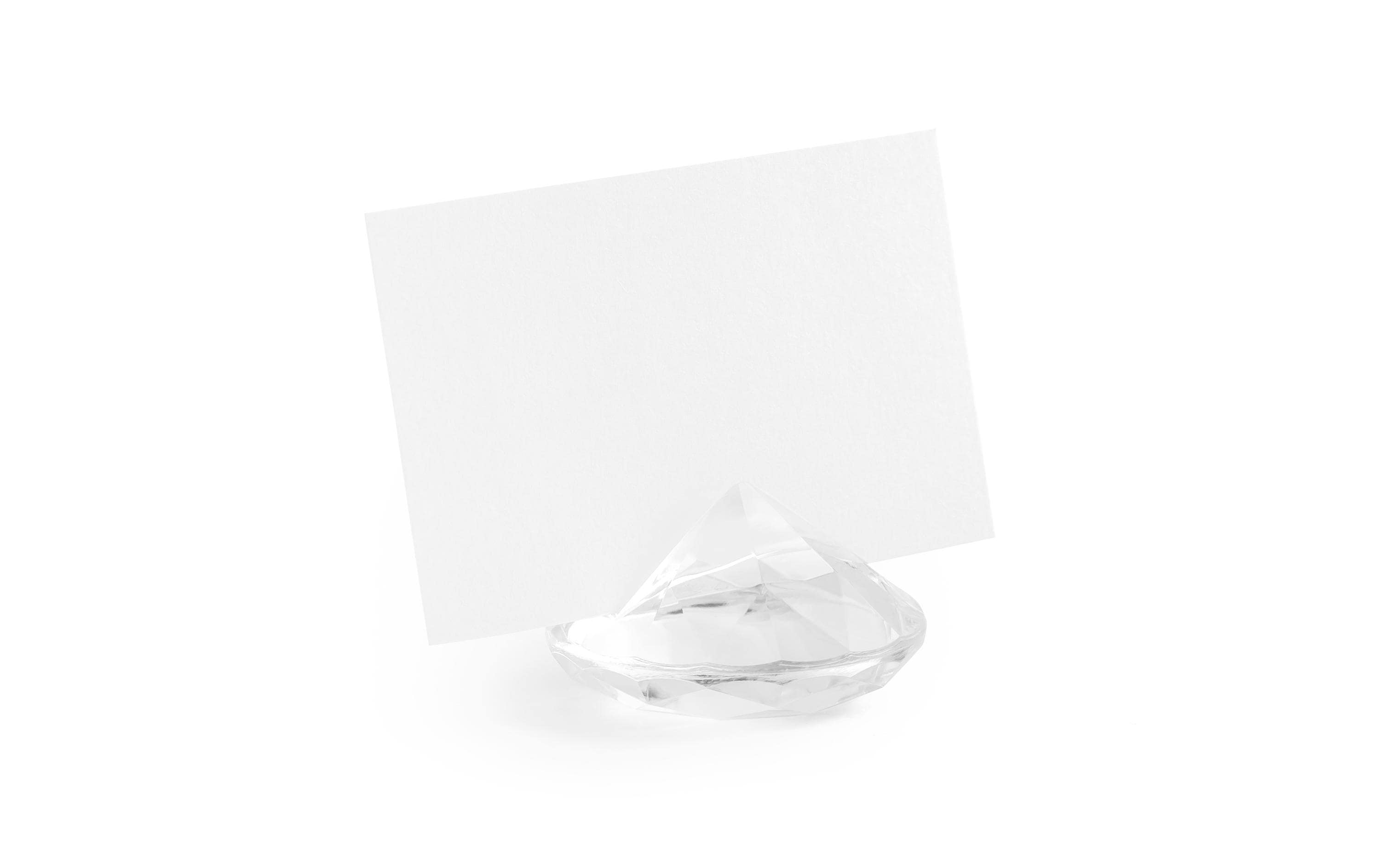Tischkarte Halter Diamanten 4 cm, 10 Stück, TransparentTischkartenhalter für den gedeckten Tisch an der Hochzeit und Festen wie Geburtstagspartys