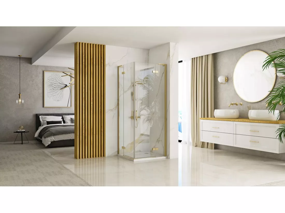 Cabine De Douche Rea Hugo 80X80 Brush Gold