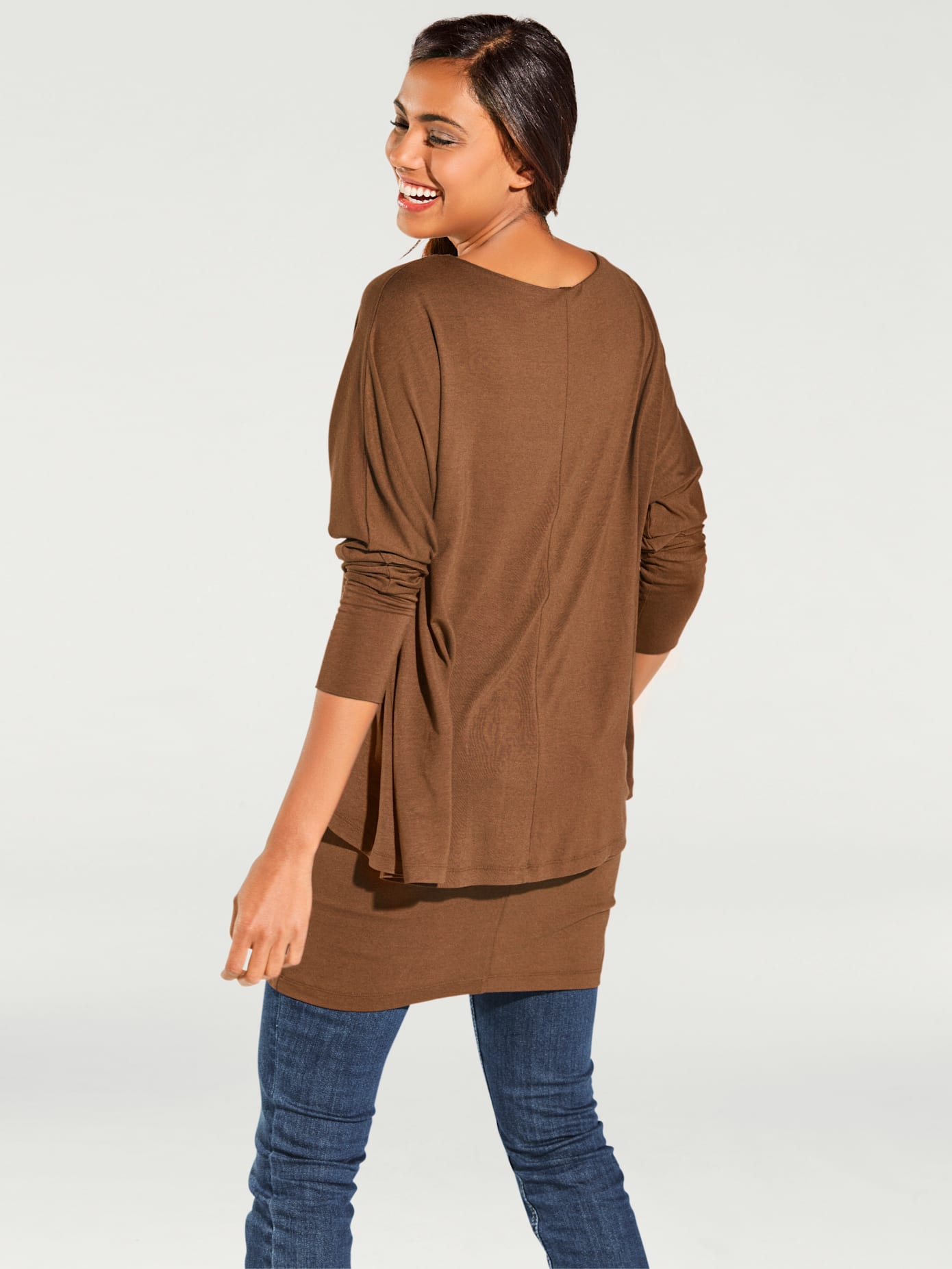 T-shirt à encolure ronde look décontracté tendance, manches chauve-souris