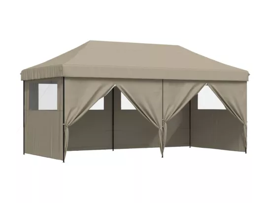 Tente de réception pliable escamotable 4 parois latérales taupe