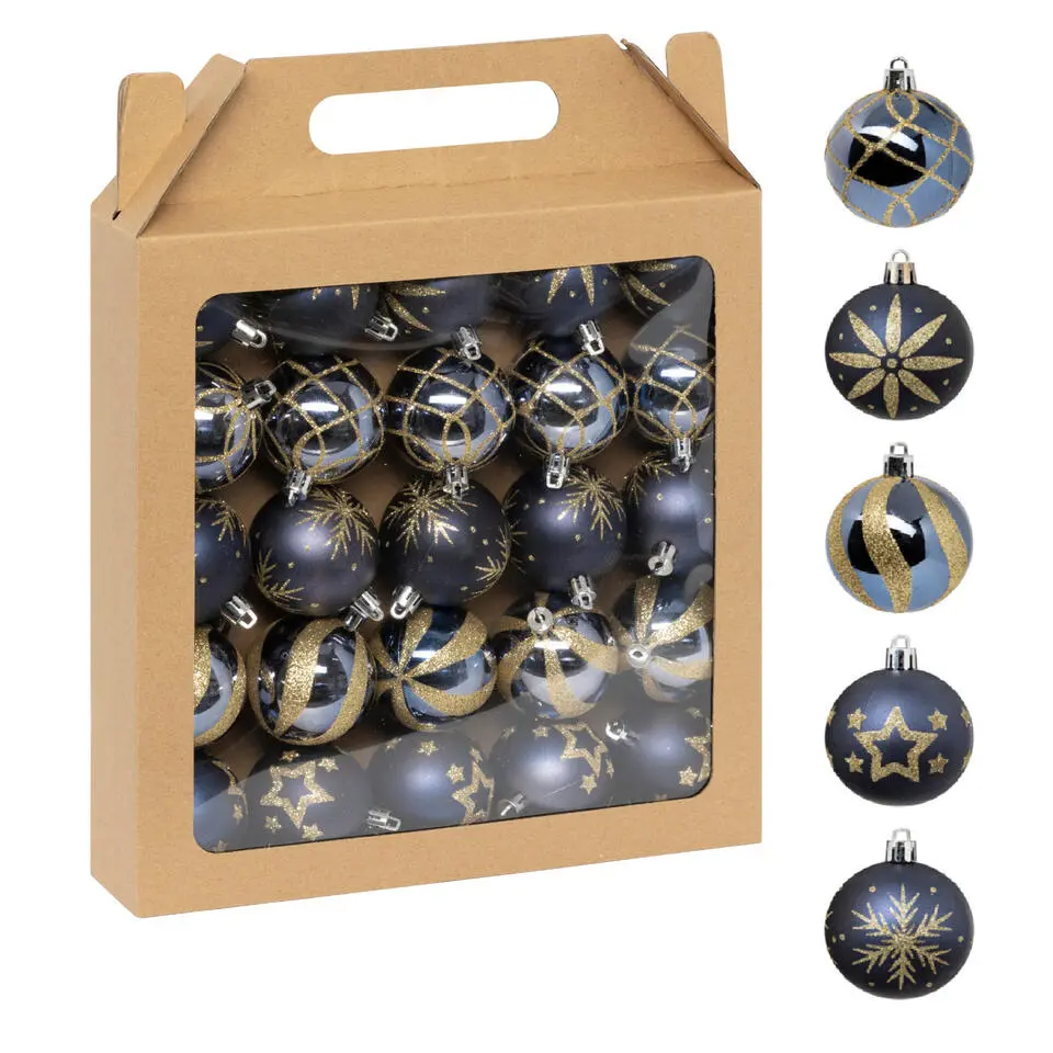 Feeric Christmas gedecoreerde kerstballen -25x - 6cm - blauw