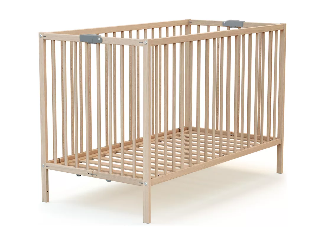 Lit bébé pliant en bois Hêtre Brut 60 x 120 cm