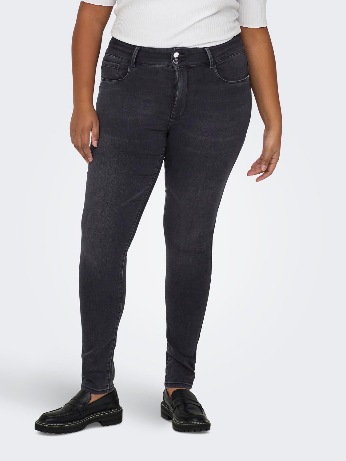 CARSTORM Hohe Taille Skinny Fit Jeans Washed Black