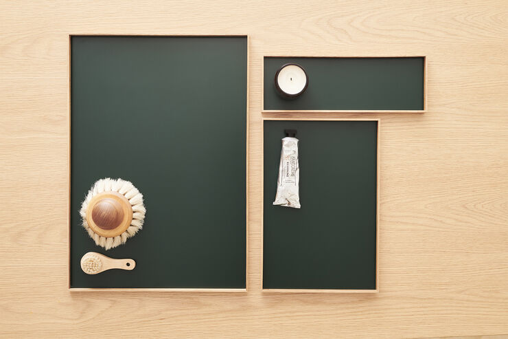 GEJST Frame tray small oak/green Lysebrun
