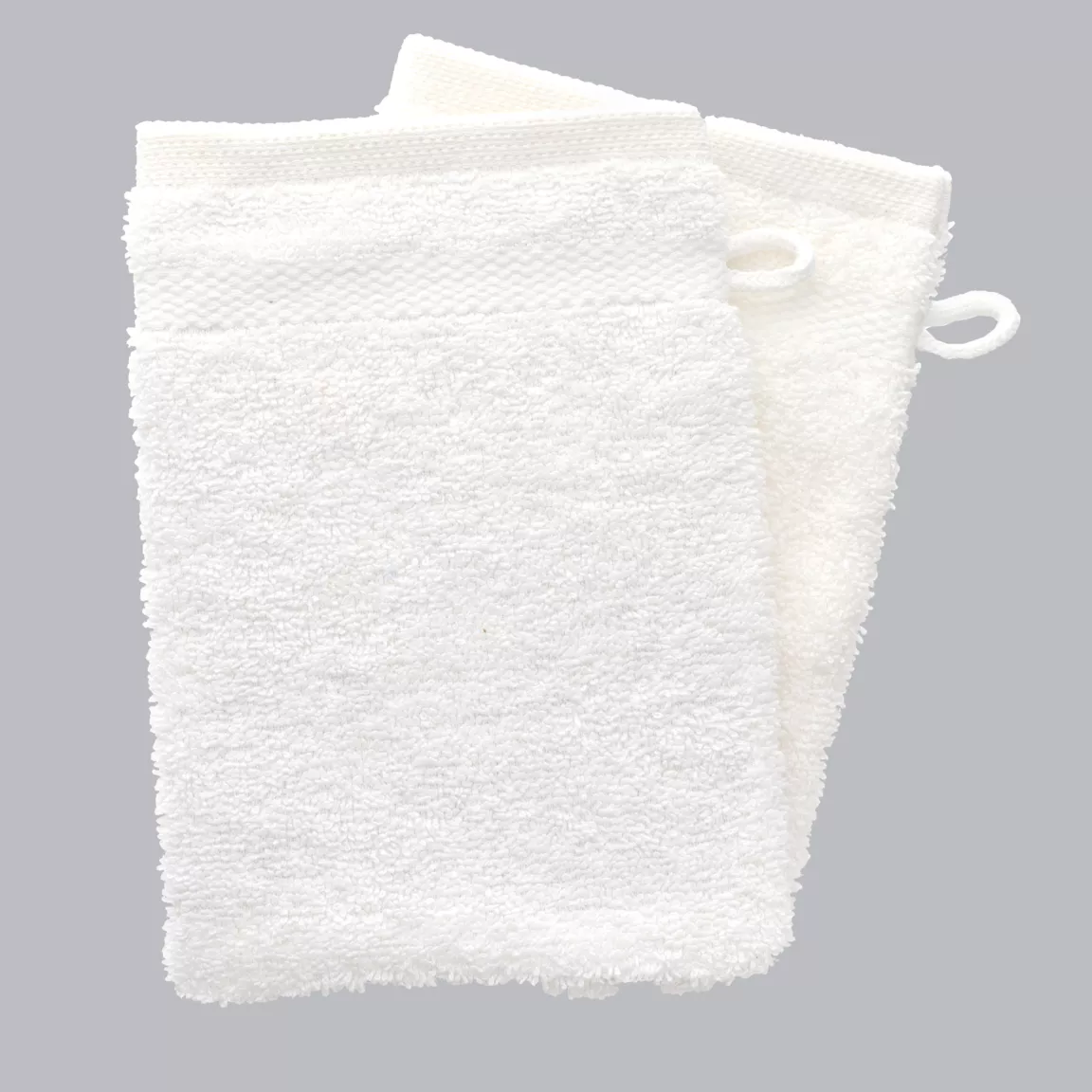 Lot de 2 gants de toilette coton (15 x 21 cm) Timeless Blanc