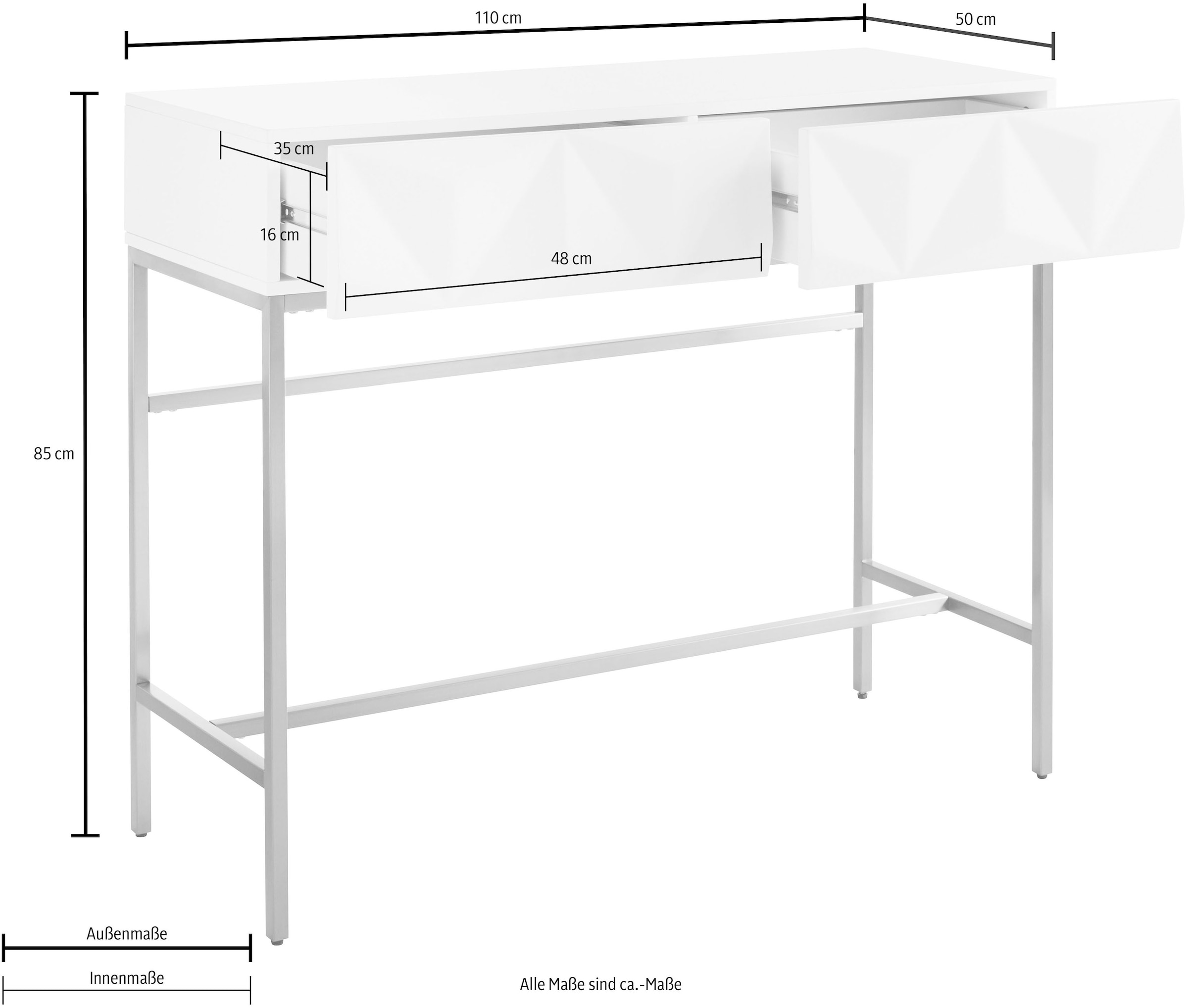Leonique Sideboard »Minfi, TOPSELLER!, OTTOs Choice« in 3D-Optik, Konsolentisch mit goldfarbenem Metallgestell