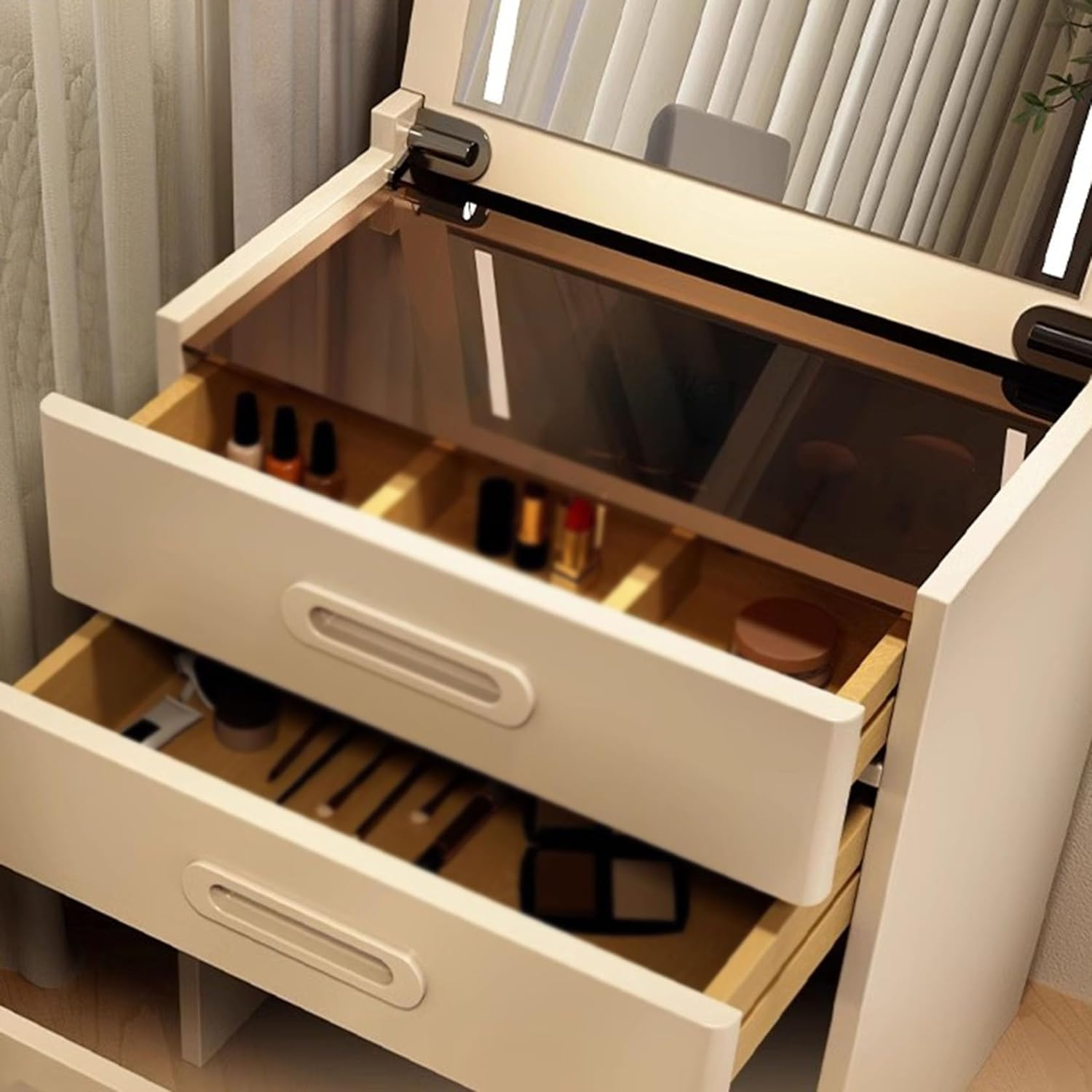 Solid wood dresser small bedroom modern simple small apartment mini flip dresser bedside storage cabinet integrated