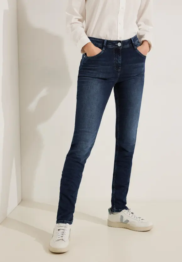 Slim Fit Jeans - mid blue used wash