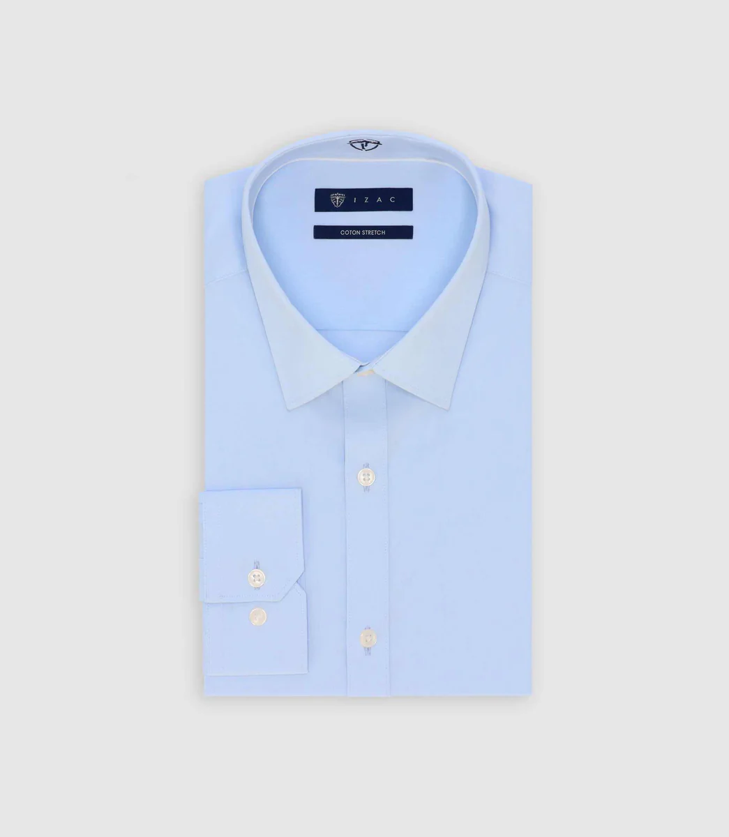 Chemise en coton stretch ciel