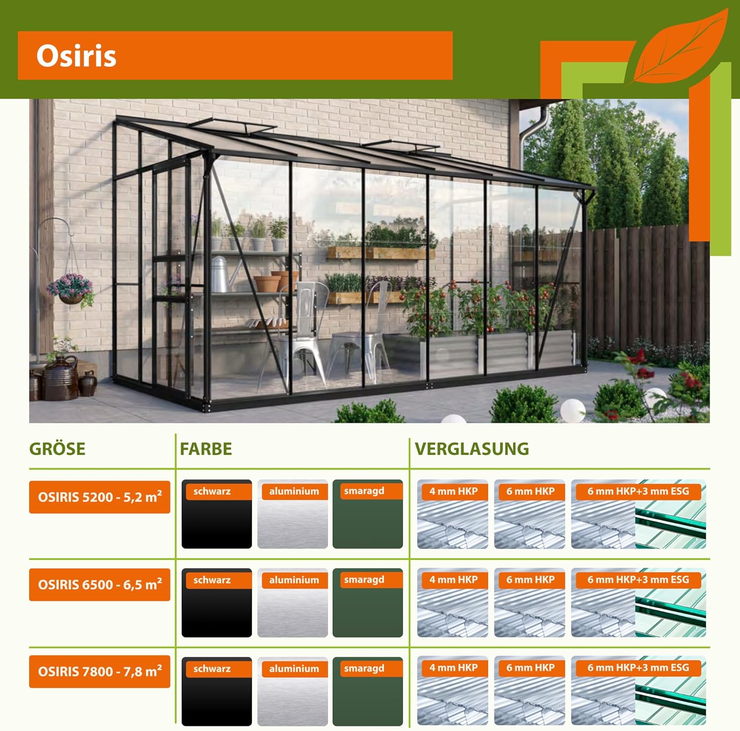 Vitavia Anlehn-Gewächshaus Osiris 7800