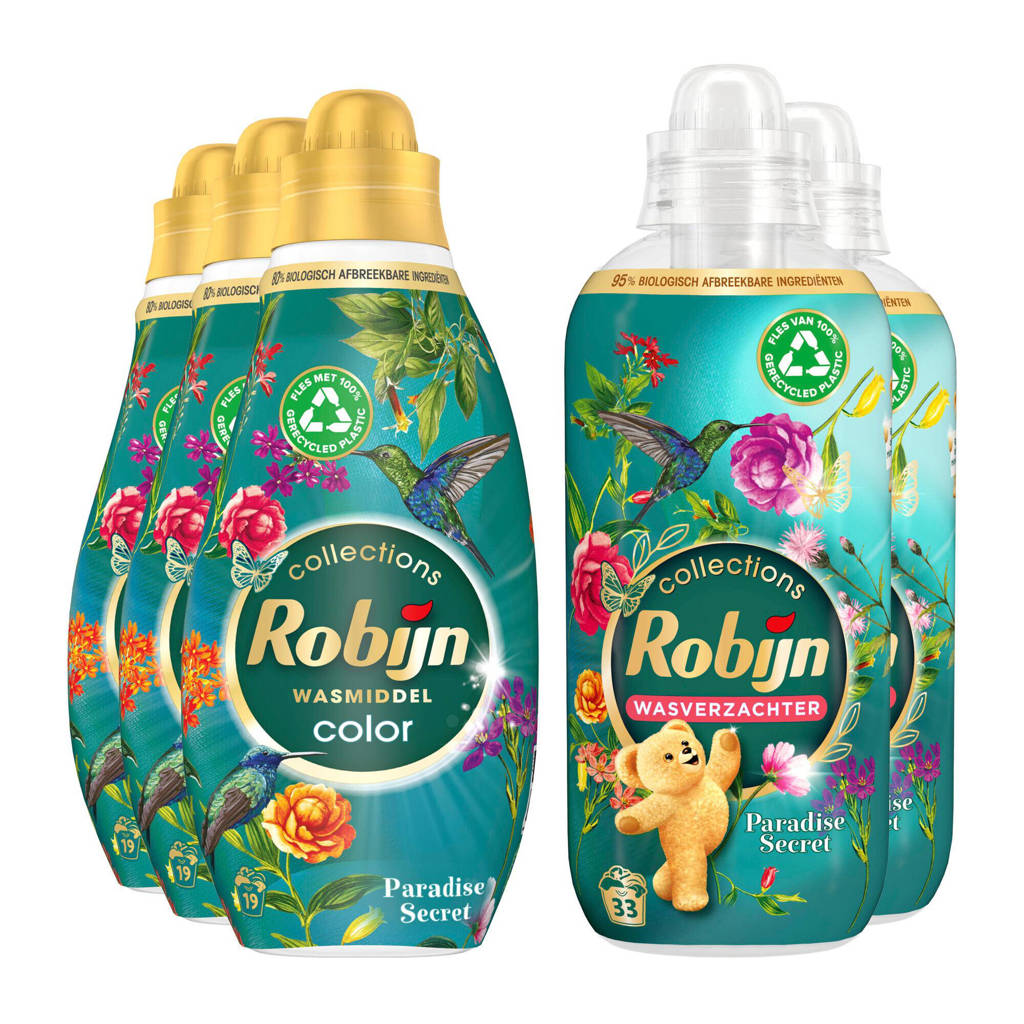 Heerlijk geurende wasmiddel en wasverzachter!wasmiddel en wasverzachter pakket - Paradise Secret - set van 5 - 60 wasbeurten