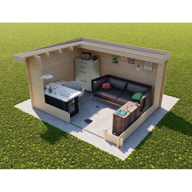 Abri de jardin courchevel de 13 m² en bois de pin ép. 28 mm