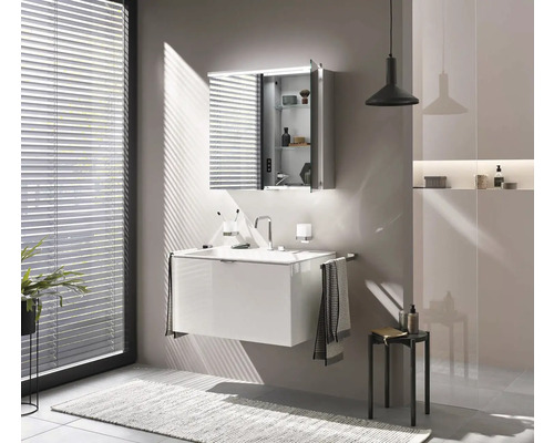 Emco Pure 2 spiegelkast, 160 x 15,3 x 72,9 cm, aluminiumkleurig, 3-deurs, LED, IP20