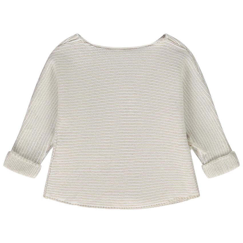 Gilet en tricot point mousse effet cache-coeur pour bébé