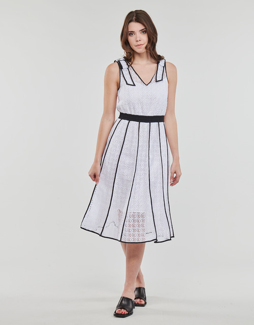 Karl Lagerfeld - KL EMBROIDERED LACE DRESS Blanco / Negro