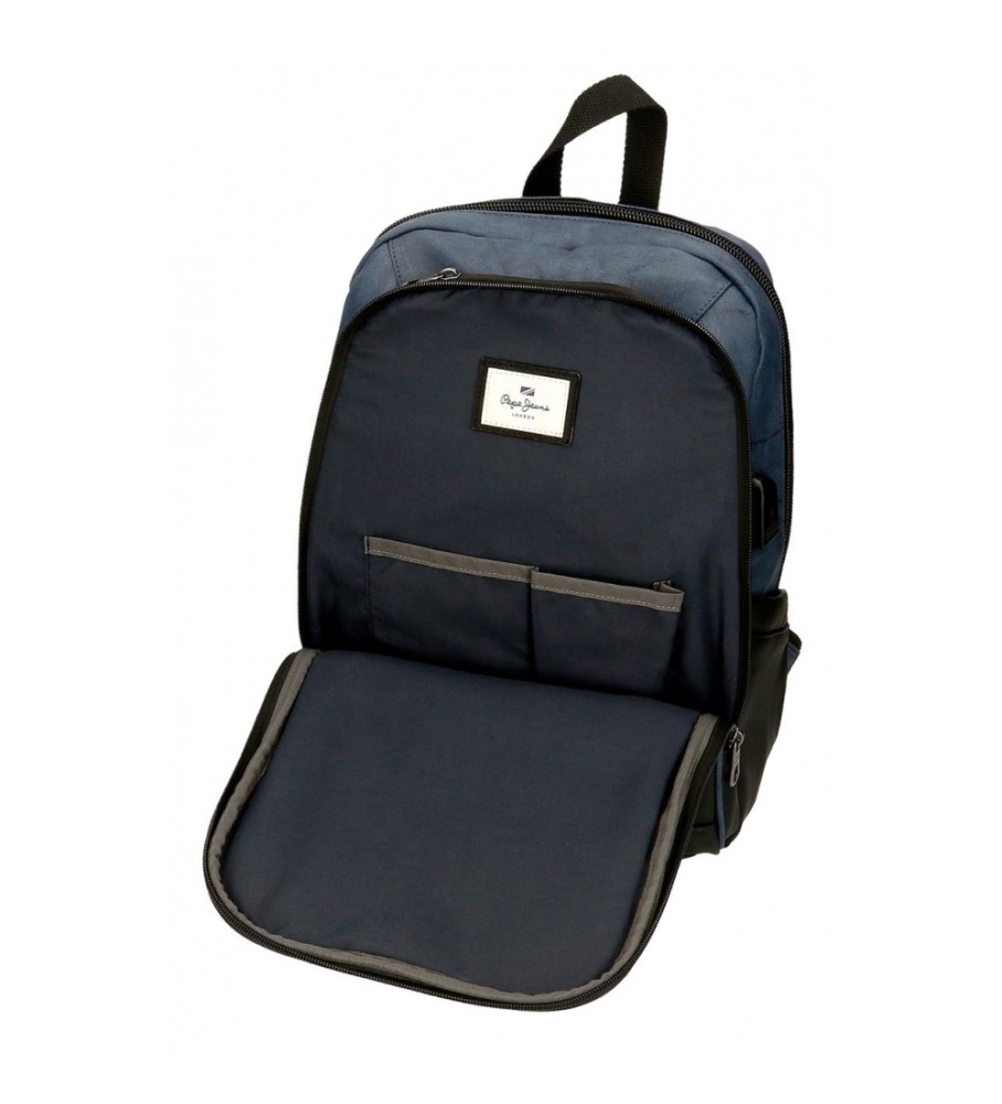 Mochila para computador Pepe Jeans Ocean com dois compartimentos, tamanho 12, preta.