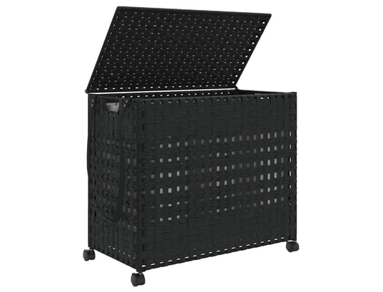 VIDAXL - Panier à linge avec roulettes noir 66x35x60 cm résine tress...
