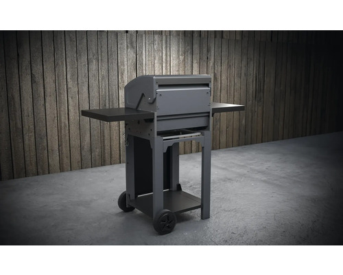 Tenneker Carbon E-Grill elektrische grill 122 x 58,8 x 112,4 cm met 2300 watt, 2 verwarmingscircuits, gietijzeren grillrooster, digitale temperatuurweergave, warmhoudrek