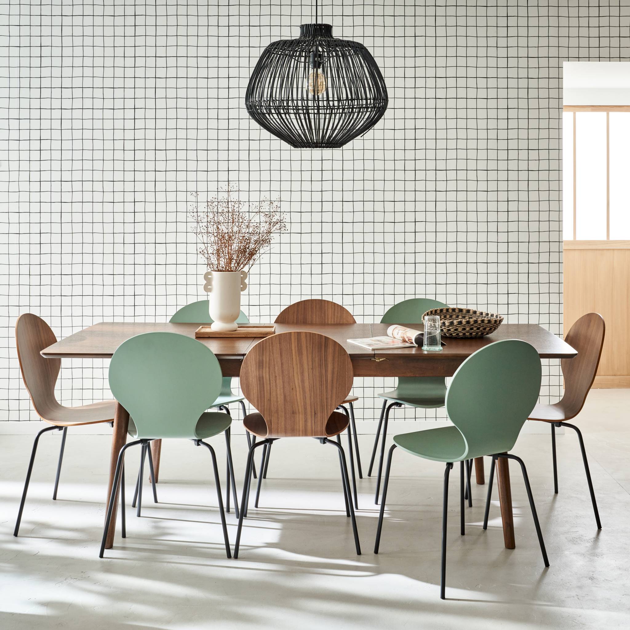 Table à manger extensible rectangulaire lina. 6 à 8 places. 160 à 210cm