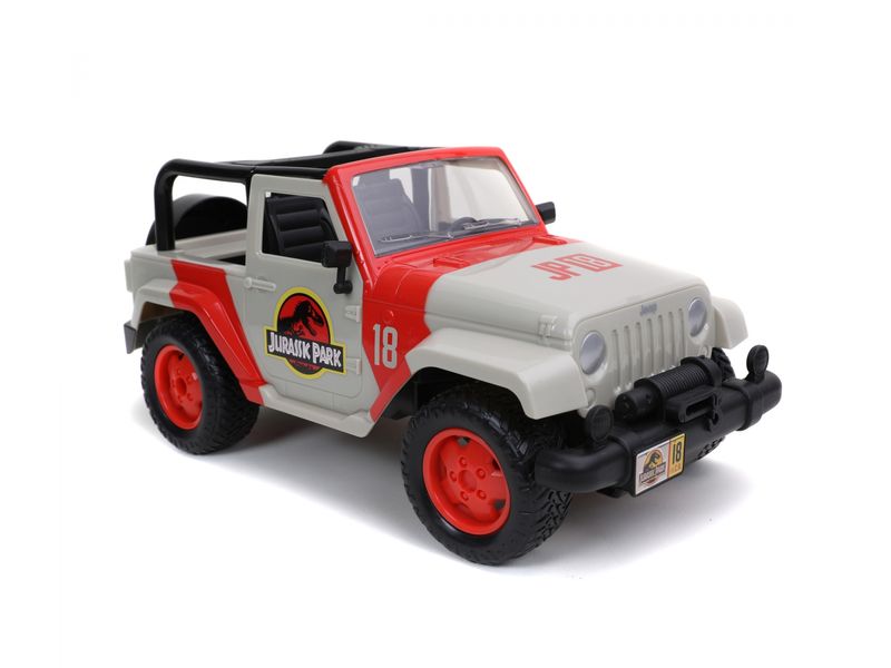 Jada Toys Jurassic Park RC Jeep Wrangler RTR, 1:16 Ferngesteuerter Jeep Wrangler Geländewagen im Jurassic Park Design