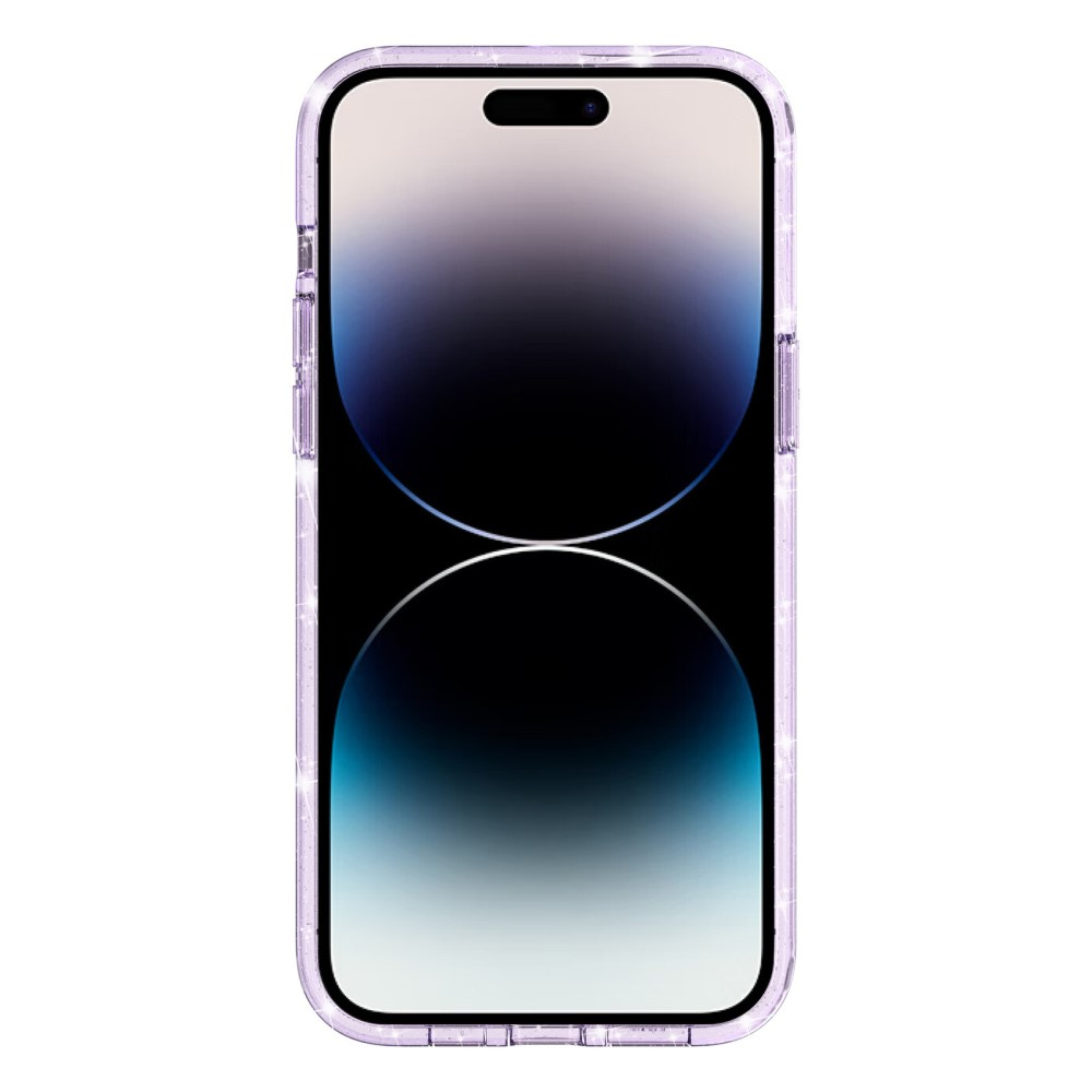 iPhone 15 Pro Hybrid Hardcase Schutzhülle im Glitzer Design - Lila / Transparent