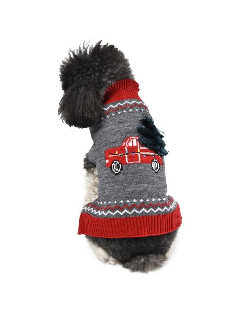 Adori Kersttrui Autootje Rood - Hondenkleding