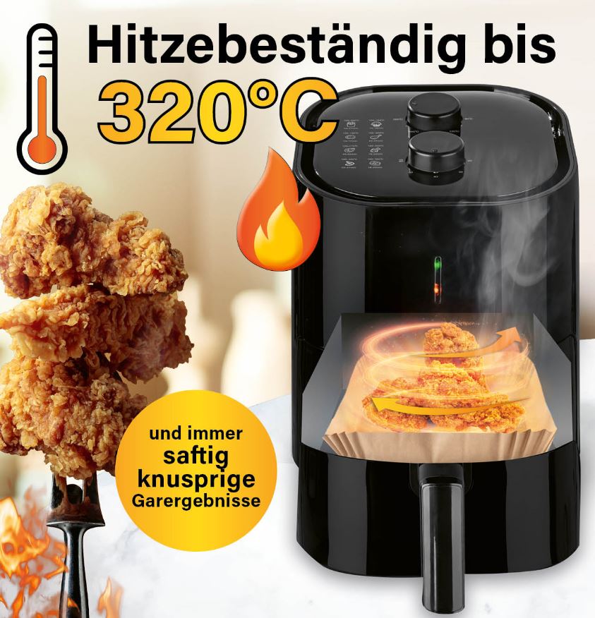 GOURMETmaxx Backpapier-Schalen für Heißluft-Fritteusen 50er-Set 16x16x4,5cm braun
