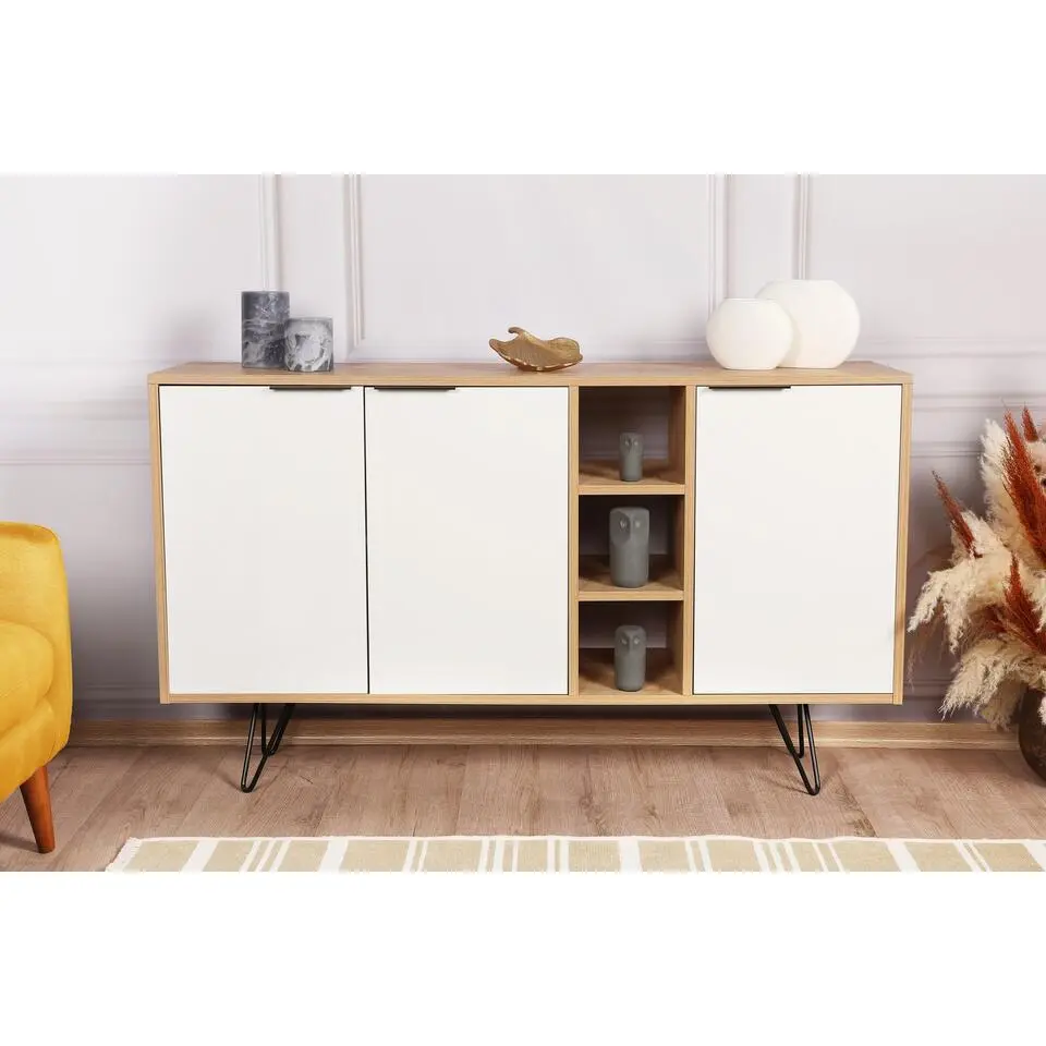 Emob Houten modeconsole - Melamine coating - 18 mm dik - Metalen poten - Eiken