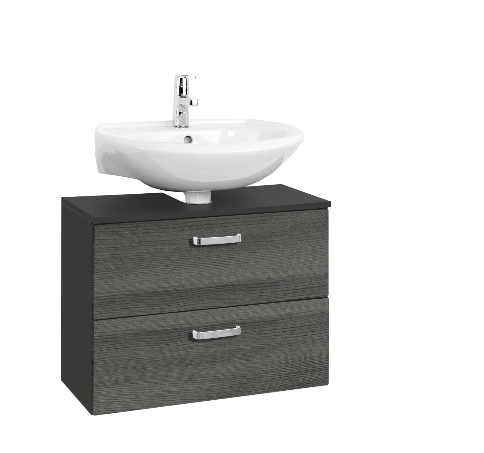 Waschbeckenunterschrank BOLOGNA - grafitgrau-Eiche rauchsilber - 70 cm