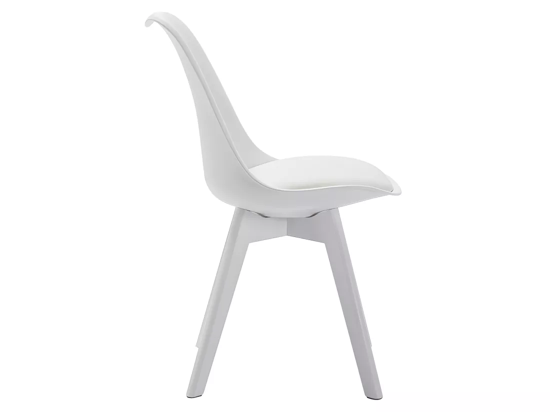 Lot de 6 chaises JODY - Polypropylène et Hêtre - Blanc et pieds blanc