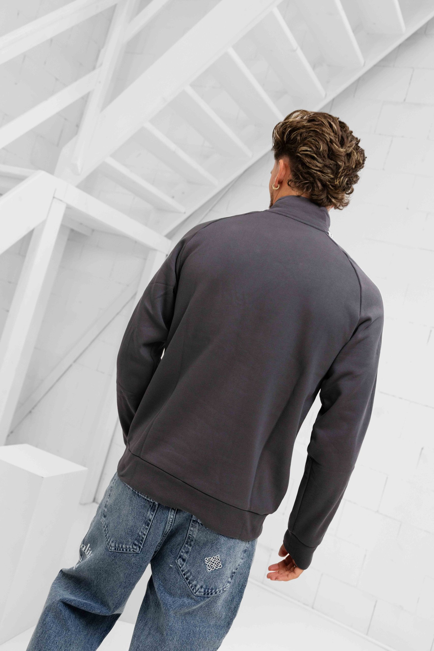 EA7 Emporio Armani 7M000971 Half Zip Sweater Heren Grijs