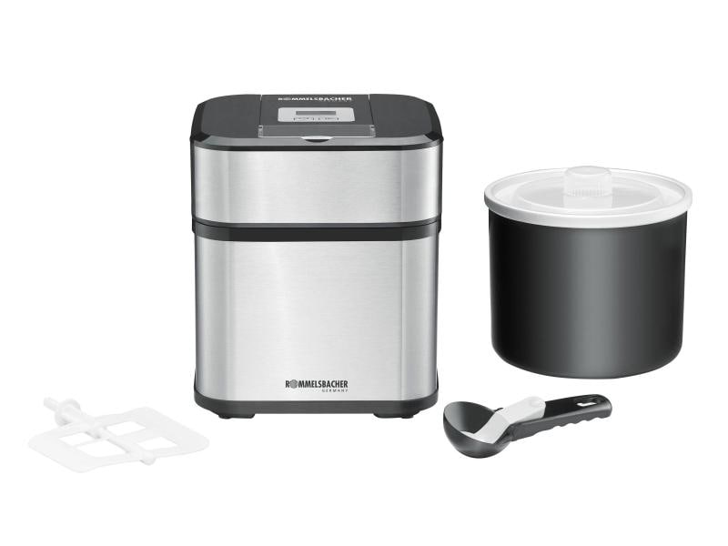 Rommelsbacher Glacemaschine 4in1 0.5 l, Silber Für die Zubereitung von Frozen Yoghurt, Glace, Softeis, Sorbet