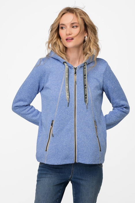 Strickfleece-Jacke, Kapuze, Zipptaschen