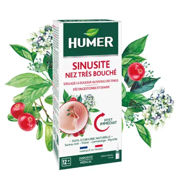 Spray Nasal Humer para Sinusite em Nariz Muito Entupido, para Maiores de 12 Anos, 15ml