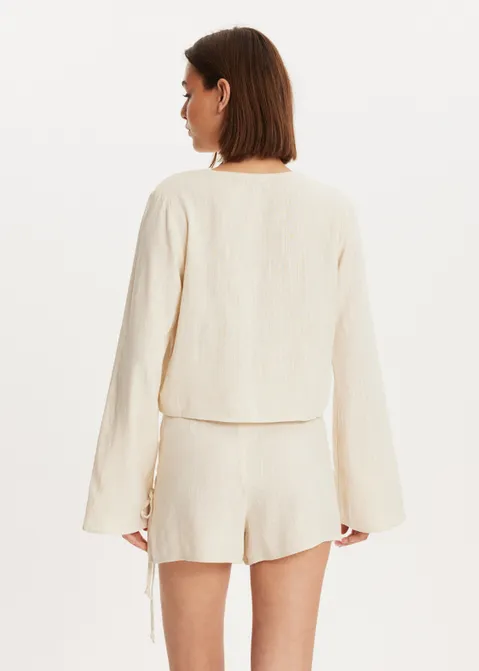 Linnen mix blouse zand (ZND.L)