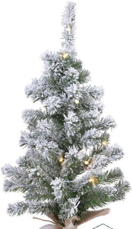 Mini Kunstbomen met Sneeuw en Licht 45 cm - Besneeuwde Mini Kerstboom met 10 LED Lampjes