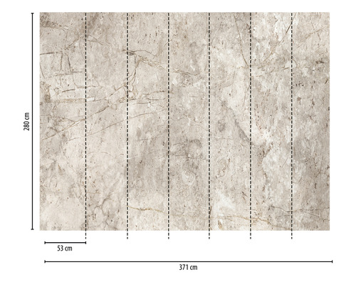 Vliesbehang 38226-1 The Wall marmerlook beigegrijs set van 7 stuks 371 x 280 cm