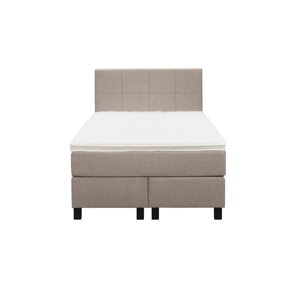 Boxspring Liv geblokt - beige - 120x200 cm - vierkante poot