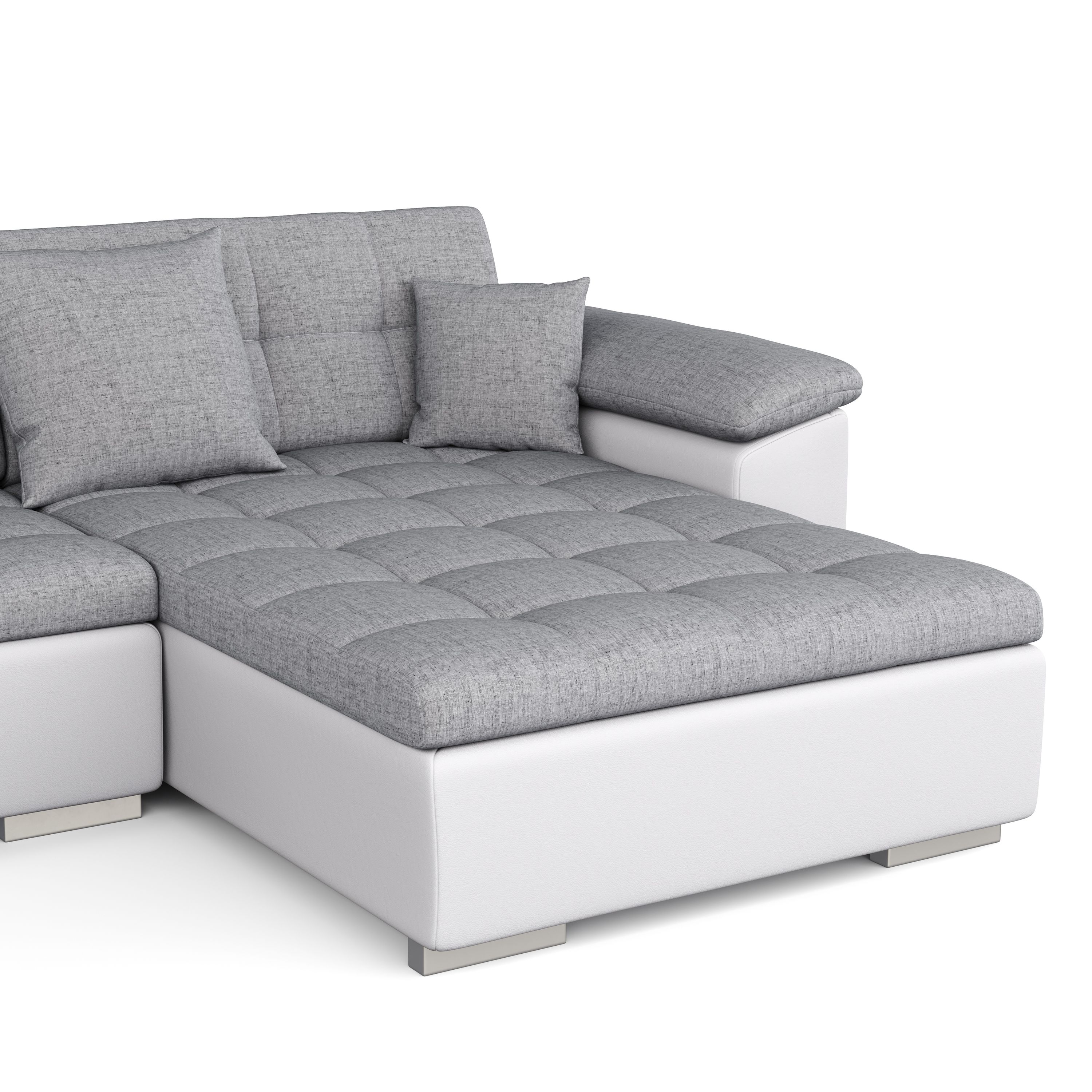 Ecksofa ARIA rechts grau/weiss