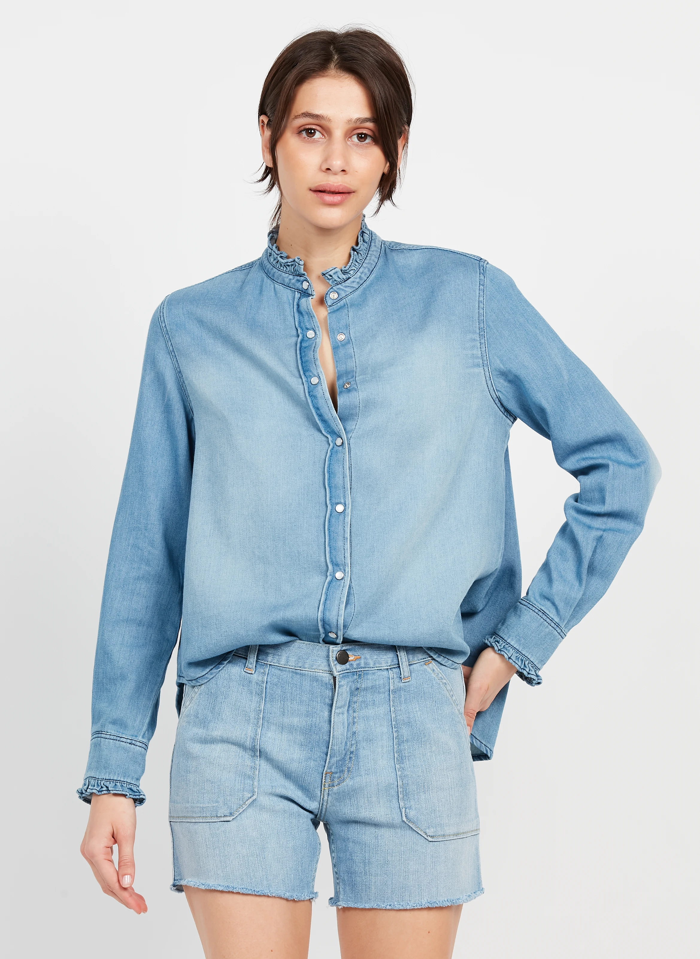 CHEMISE GABY - Chemise col rond en jean | Bleu