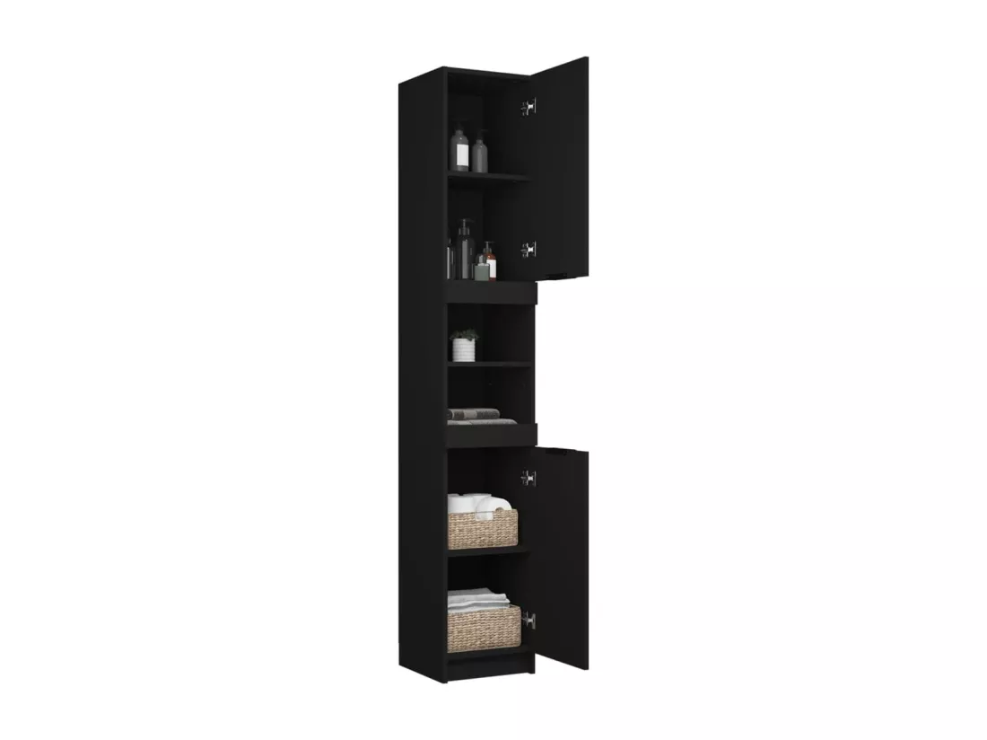 Armoire de salle de bain noir 32x34x188,5 cm bois d'ingénierie