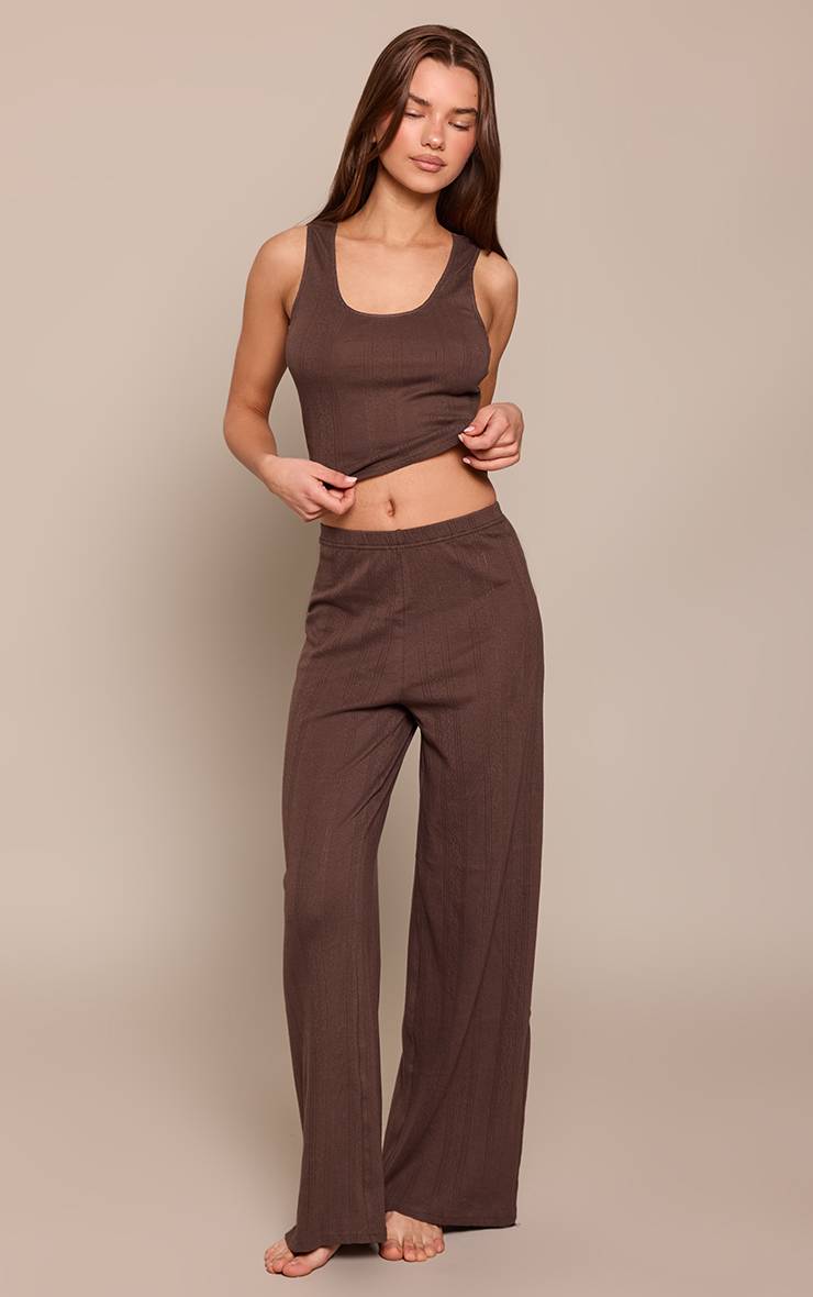 Chocolat Bas De Pyjama Large En Pointelle