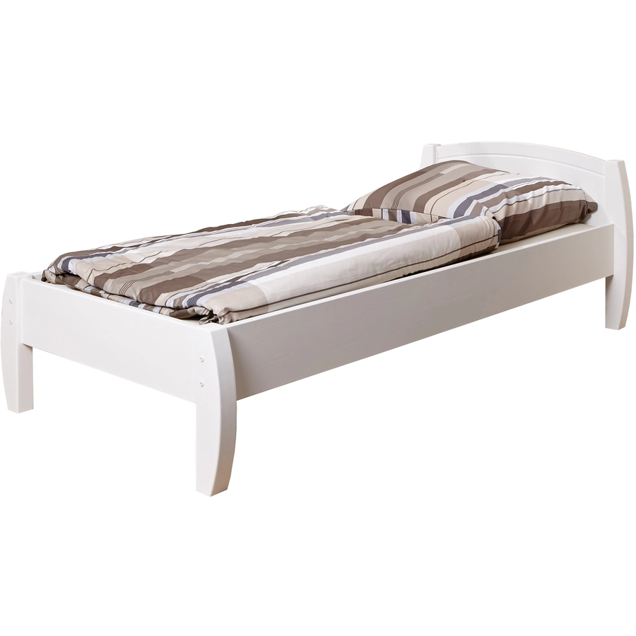 TiCAA Einzelbett Jasmin 100 x 200 cm Kiefer weiß